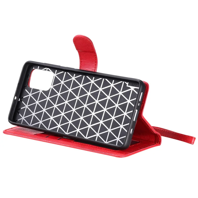 For Samsung Galaxy A71 Case 2 in 1 Detachable Magnetic Leather Wallet Mobile Cover with Strap - Red