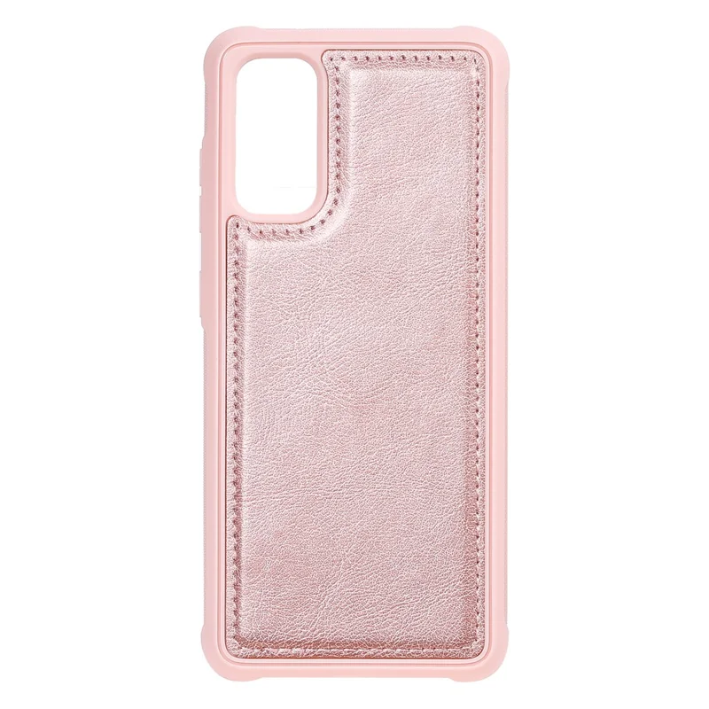 For Samsung Galaxy S20 4G / S20 5G Case 2 in 1 Detachable Magnetic Leather Wallet Mobile Cover with Strap - Rose Gold