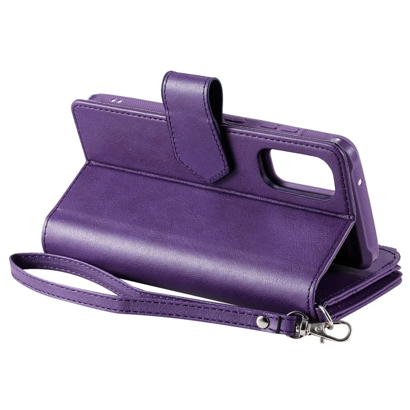 For Samsung Galaxy S20 4G / S20 5G Case 2 in 1 Detachable Magnetic Leather Wallet Mobile Cover with Strap - Purple