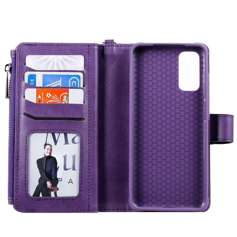 For Samsung Galaxy S20 4G / S20 5G Case 2 in 1 Detachable Magnetic Leather Wallet Mobile Cover with Strap - Purple