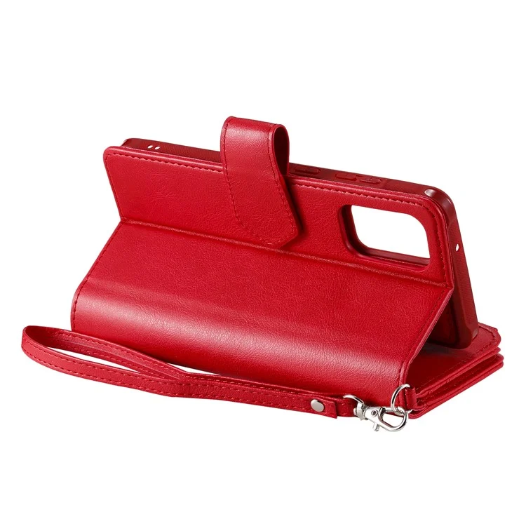 Zipper Pocket Magnetic KT Leath Series-3 Étui de Portefeuille en Cuir 2 en 1 Pour Samsung Galaxy S20 Plus - Rouge