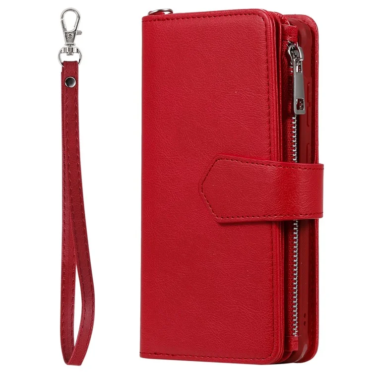 Zipper Pocket Magnetic KT Leath Series-3 Étui de Portefeuille en Cuir 2 en 1 Pour Samsung Galaxy S20 Plus - Rouge