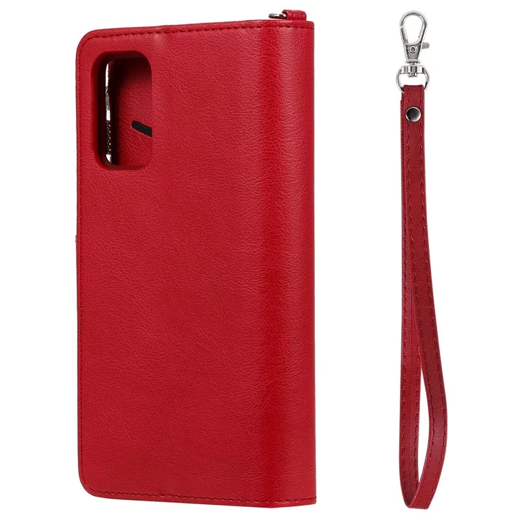 Cams de Cuero Magnetic kt Series-3 de Bolsillo Con Cremallera Case de Billetera de Cuero 2 en 1 Desmontable Para Samsung Galaxy S20 Plus - Rojo