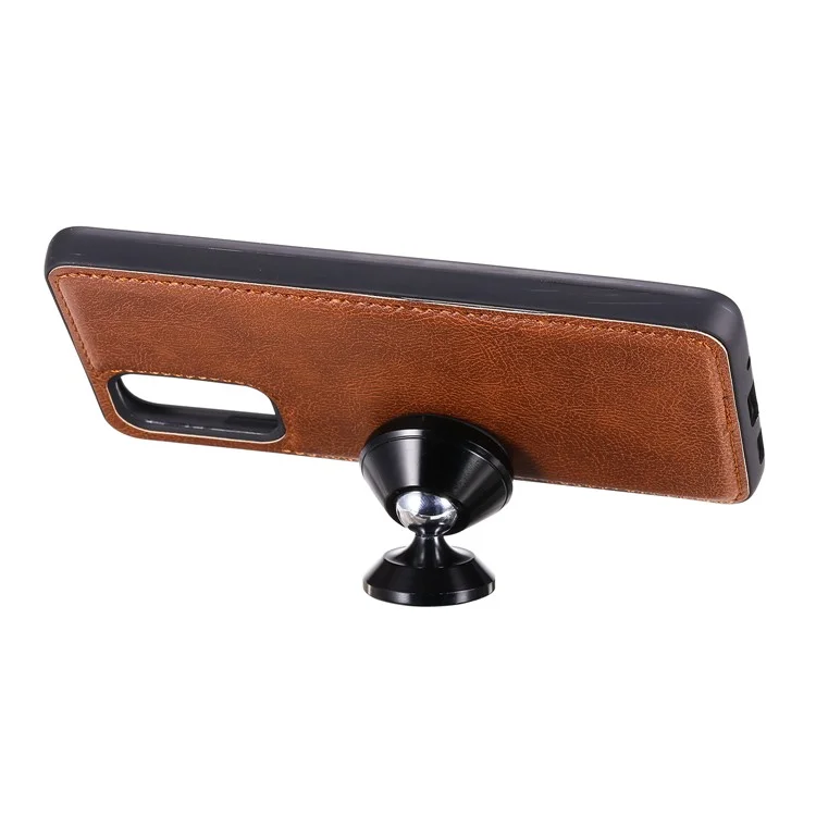 For Samsung Galaxy S20 4G / S20 5G Case 2 in 1 Detachable Magnetic Leather Wallet Mobile Cover with Strap - Brown
