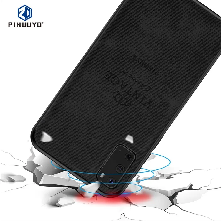 PINWUYO Honorable Series PU Leather Coated PC + TPU Hybrid Case for Samsung Galaxy S20 4G/S20 5G - Black