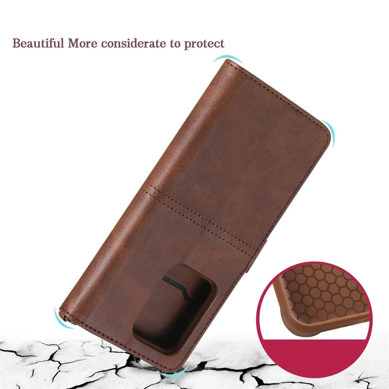 For Samsung Galaxy S20 Ultra Leather Case with Detachable Wallet and Strap Cell Phone Cover - Dark Brown
