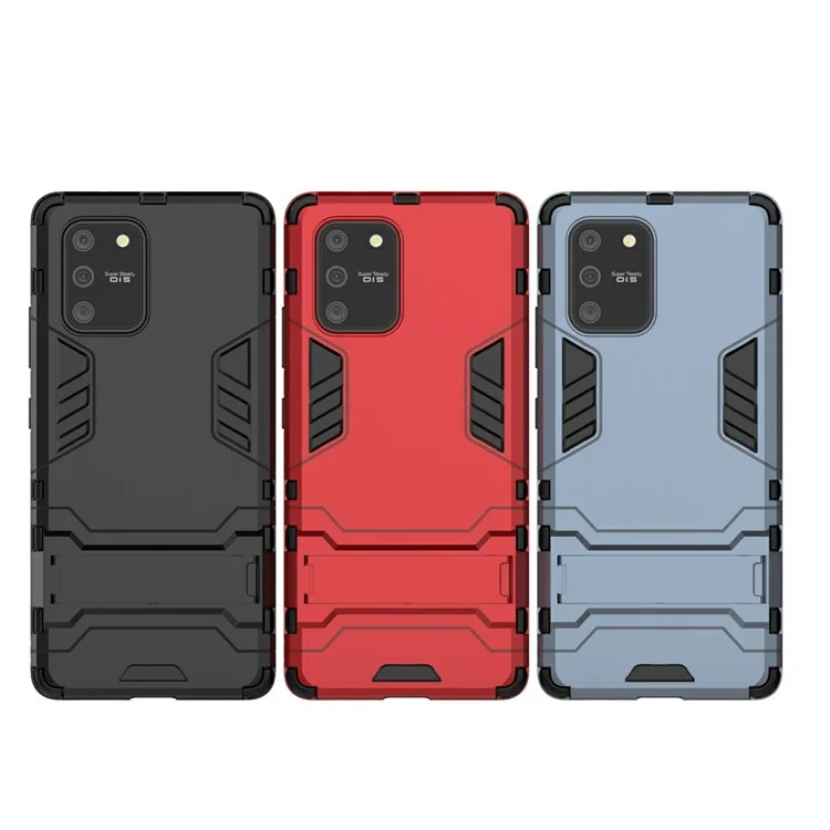 Cool Guard PC + TPU Hybrid Phone Shell with Kickstand for Samsung Galaxy A91/S10 Lite - Black