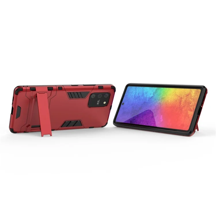 Cool Guard PC + TPU Hybrid Phone Shell with Kickstand for Samsung Galaxy A91/S10 Lite - Red