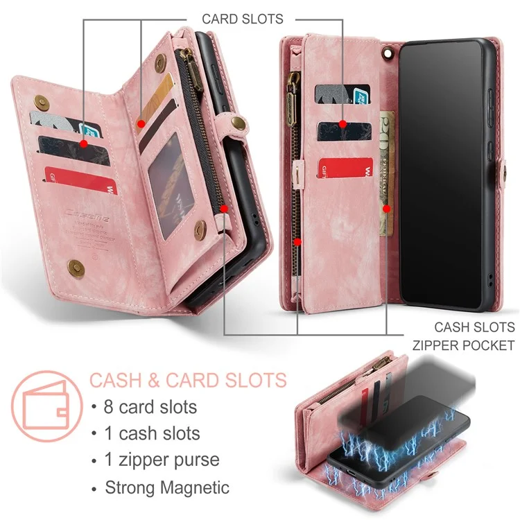 Case Caseme 008 Split Split Leather Wallet Case Para Samsung Galaxy S20 Ultra - Rosa