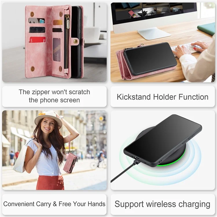 Case Caseme 008 Split Split Leather Wallet Case Para Samsung Galaxy S20 Ultra - Rosa