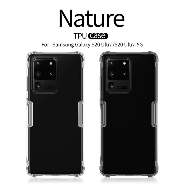 NILLKIN Nature TPU Clear Back Cover Phone Case para Samsung Galaxy S20 Ultra 5G - Blanco