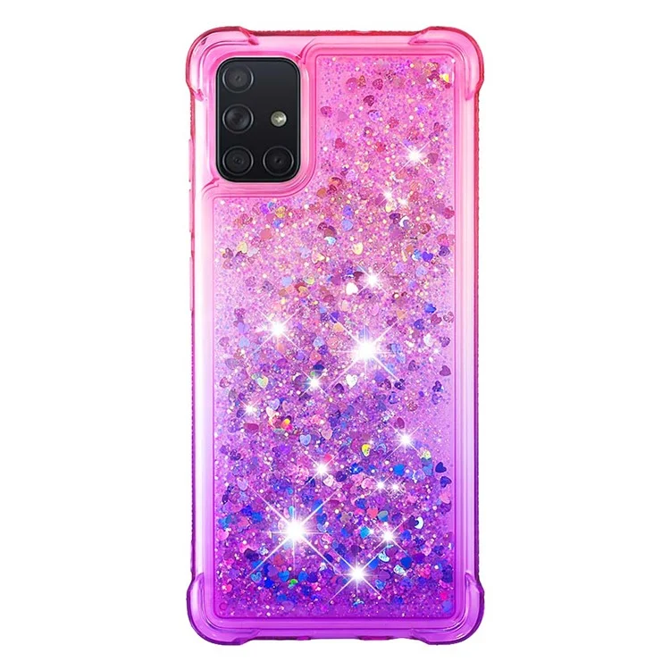 Gradient Glitter Powder Quicksand TPU Cell Phone Case per Samsung Galaxy A71 - Rosa/Viola