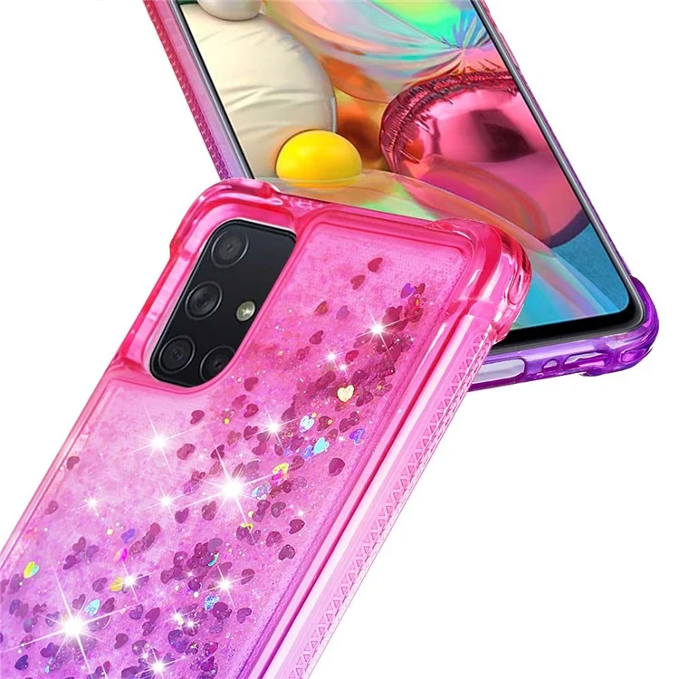 Gradient Glitter Powder Quicksand TPU Cell Phone Case per Samsung Galaxy A71 - Rosa/Viola