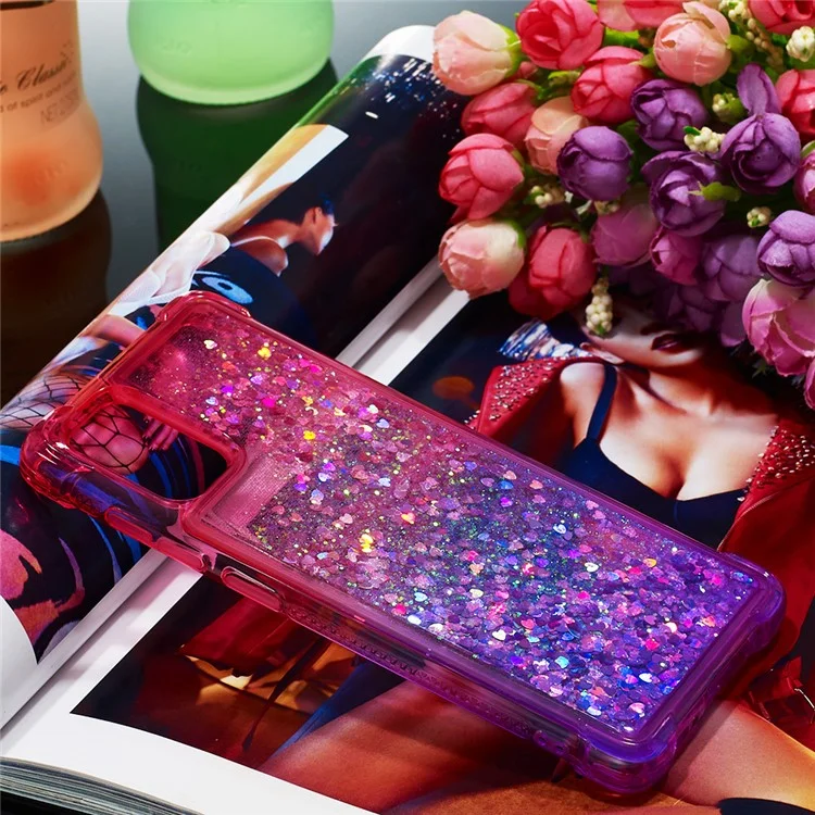 Gradient Glitter Powder Quicksand TPU Cell Phone Case per Samsung Galaxy A71 - Rosa/Viola