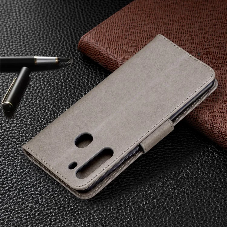 Imprint Butterfly Wallet Leather Stand Case for Samsung Galaxy A21 - Grey