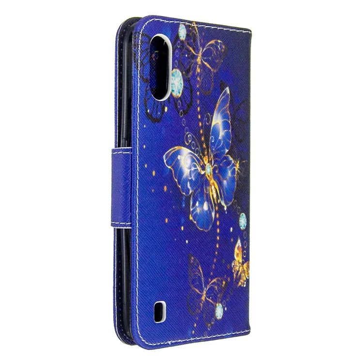 Impressão da Carteira de Superfície Stand Flip Leather Phone Para Samsung Galaxy A01 - Linda Borboleta