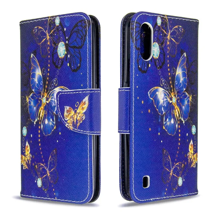 Impresión de la Superficie de la Superficie de la Billetera Flip Flip Cuero Cubierta Para Samsung Galaxy A01 - Hermosa Mariposa