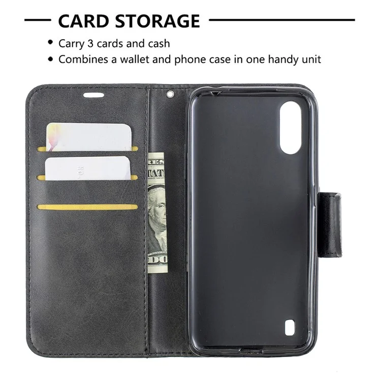 Wallet Leather Stand Case for Samsung Galaxy A01 - Black