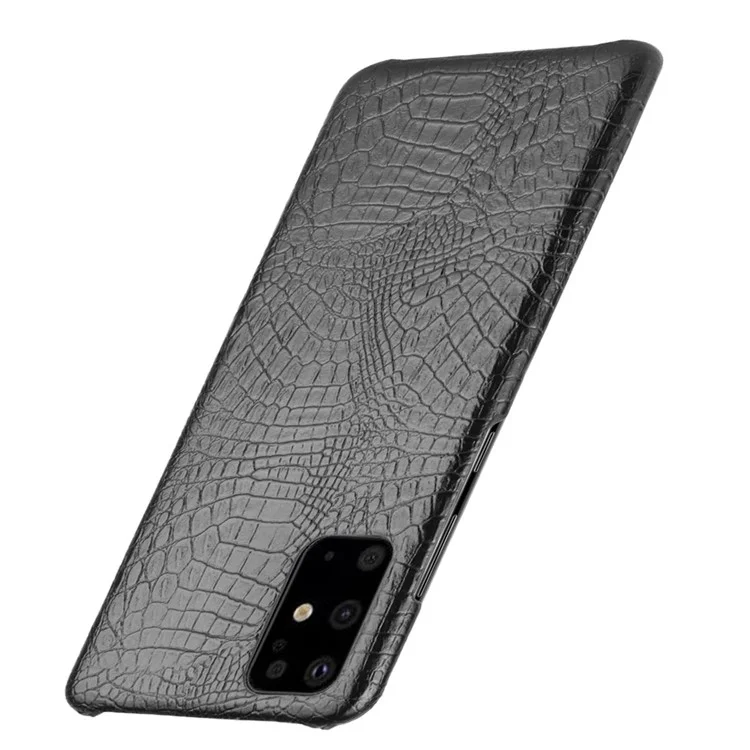 Crocodile Skin PU Leather Hard PC Shell Para Samsung Galaxy S20 Plus / S20 Más 5G - Negro