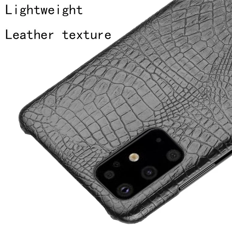 Crocodile Skin PU Leather Hard PC Shell Para Samsung Galaxy S20 Plus / S20 Más 5G - Negro