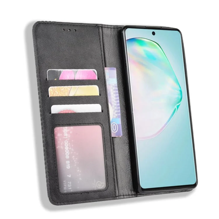 Étui de protection pour téléphone portable en cuir style vintage pour Samsung Galaxy A91/M80S/S10 Lite - Noir