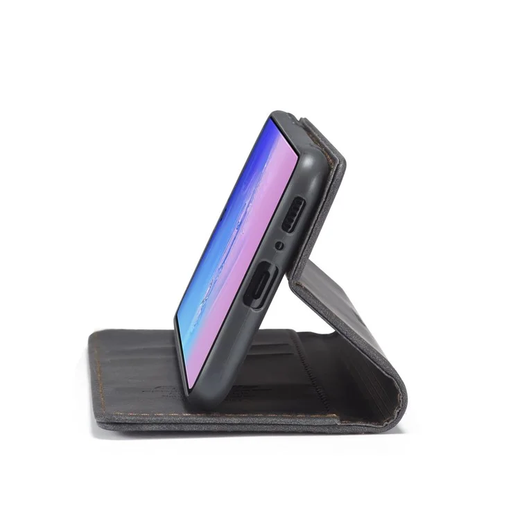 Caseme 013 Serie Flip Wallet Leder Mobile Hülle Für Samsung Galaxy A91/S10 Lite - Schwarz
