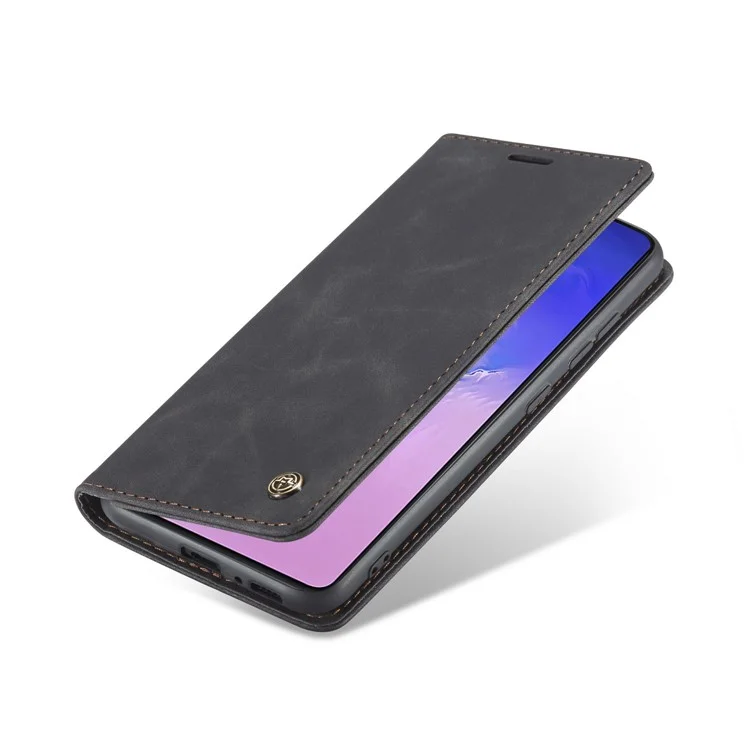 Caseme 013 Serie Flip Wallet Leder Mobile Hülle Für Samsung Galaxy A91/S10 Lite - Schwarz
