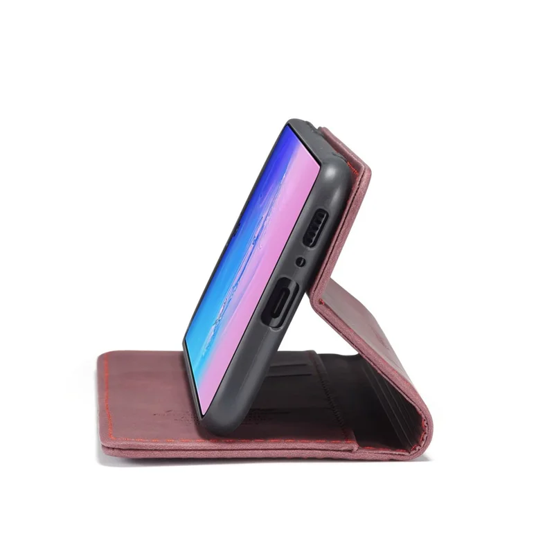 CASEME 013 Series Flip Wallet Leather Mobile Case for Samsung Galaxy A91/S10 Lite - Wine Red