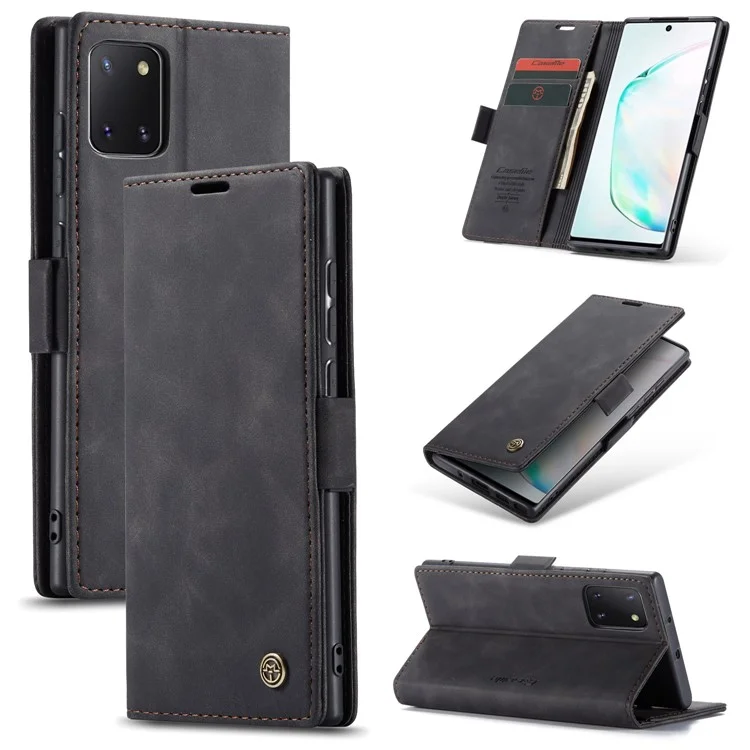 Coperchio di Flip in Pelle Auto-assorbita Della Serie Caseme 013 Per Samsung Galaxy A81/Note 10 Lite - Nero