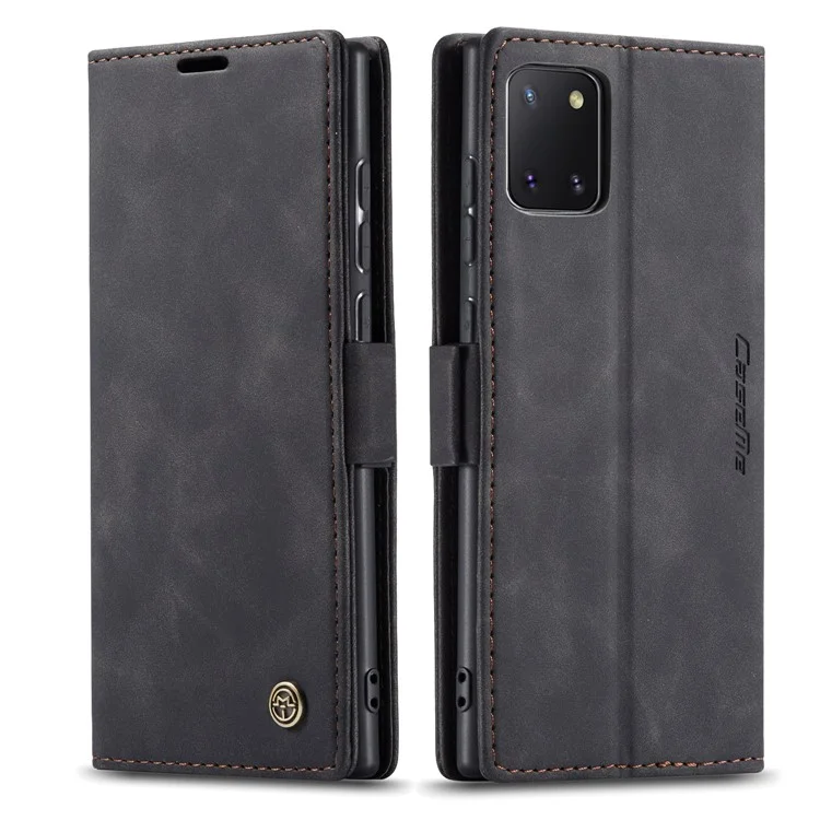 CASEME 013 Series Auto-absorbed Leather Flip Cover for Samsung Galaxy A81/Note 10 Lite - Black