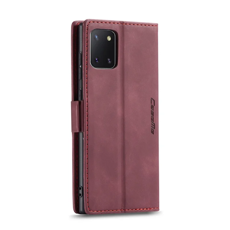 CASEME 013 Series Auto-absorbed Leather Flip Cover for Samsung Galaxy A81/Note 10 Lite - Wine Red