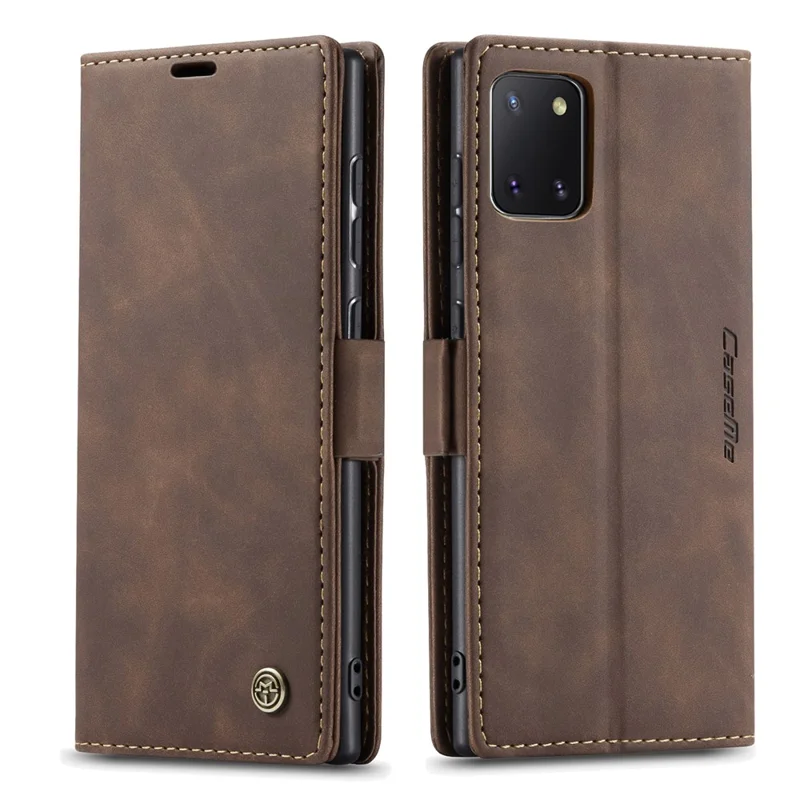 CASEME 013 Series Auto-absorbed Leather Flip Cover for Samsung Galaxy A81/Note 10 Lite - Coffee