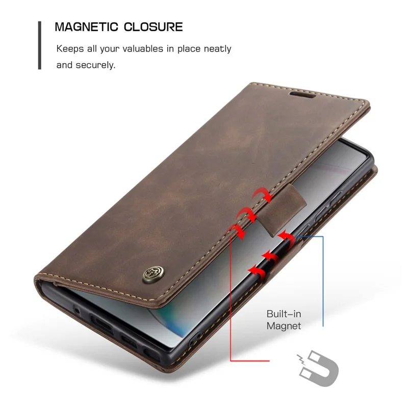 CASEME 013 Series Auto-absorbed Leather Flip Cover for Samsung Galaxy A81/Note 10 Lite - Coffee