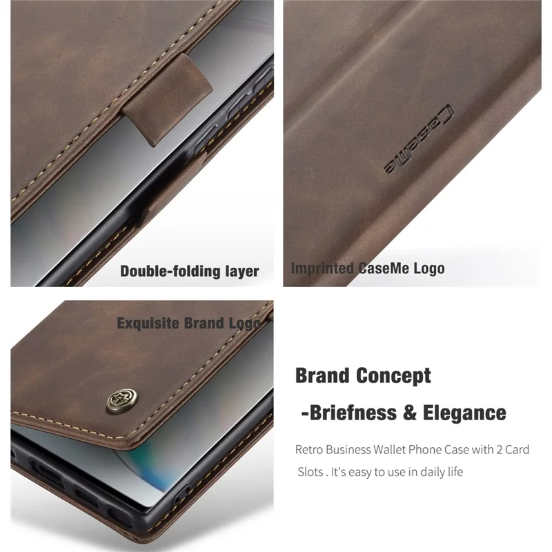 CASEME 013 Series Auto-absorbed Leather Flip Cover for Samsung Galaxy A81/Note 10 Lite - Coffee