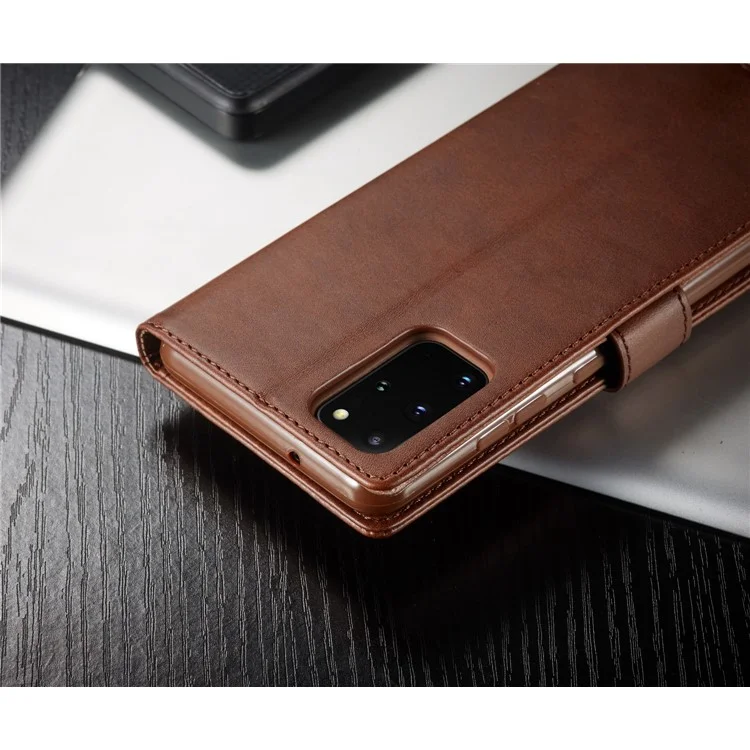 LC.IMEEKE Leather Wallet Stand Case for Samsung Galaxy S20 Plus - Coffee