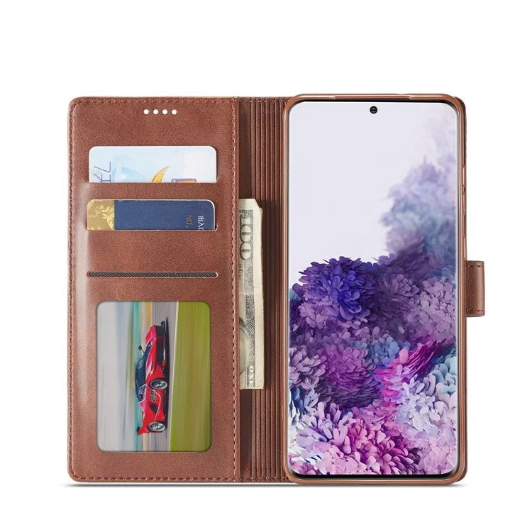 LC.IMEEKE Funda de cartera de piel para Samsung Galaxy S20 Plus - Café