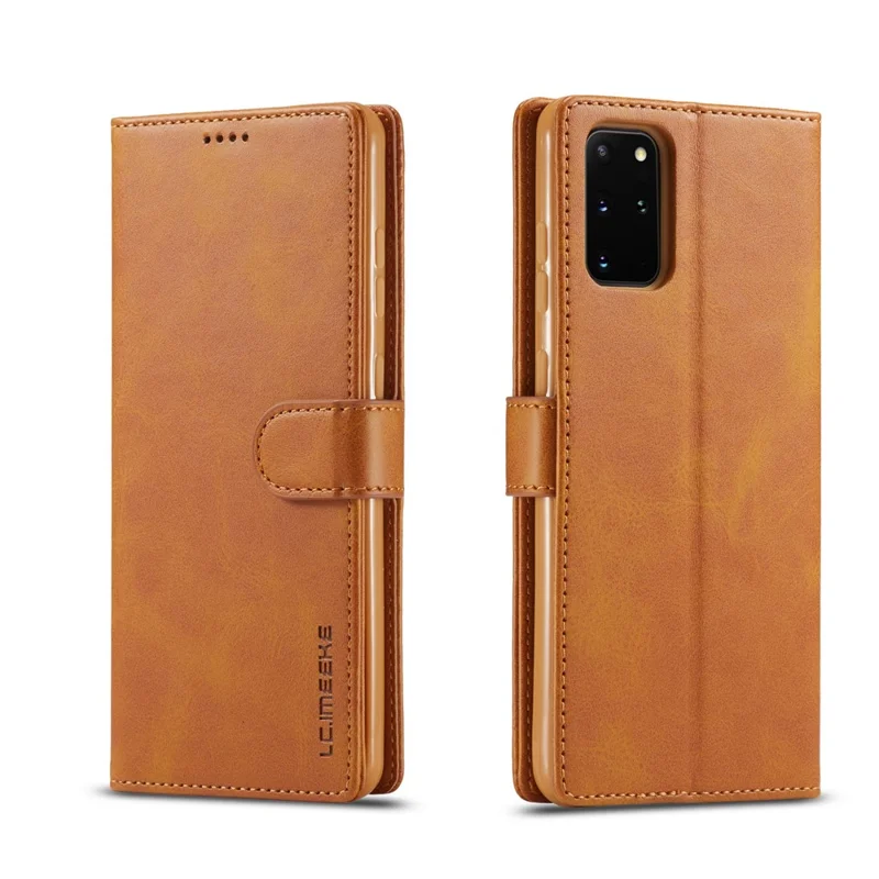 LC.IMEEKE Leather Wallet Stand Case for Samsung Galaxy S20 Plus - Brown