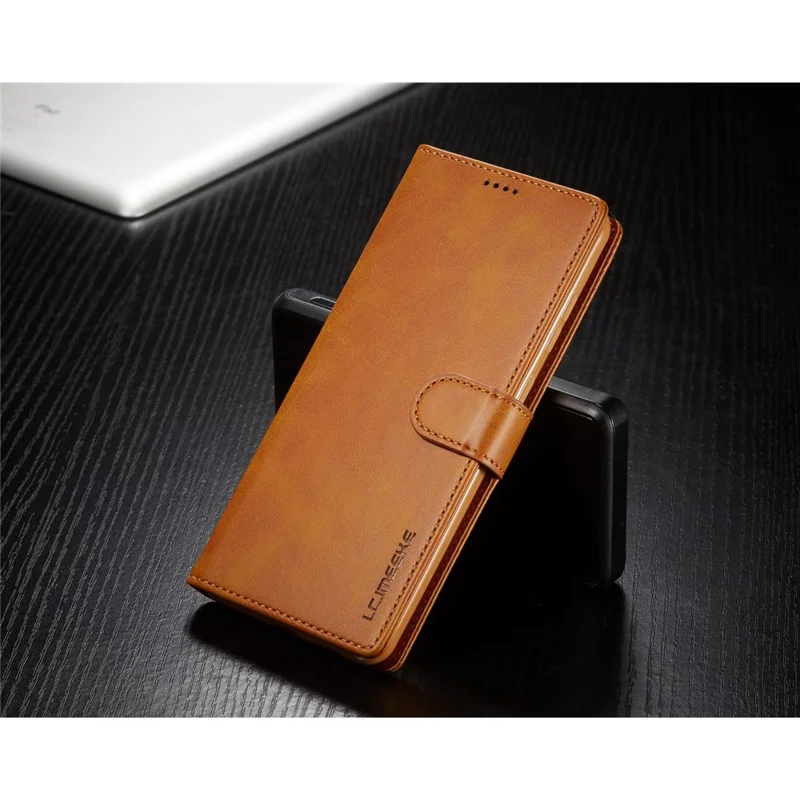 LC.IMEEKE Leather Wallet Stand Case for Samsung Galaxy S20 Plus - Brown