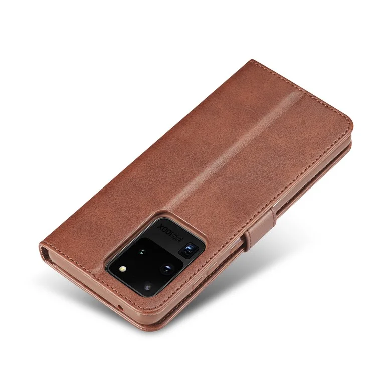 LC.IMEEKE Wallet Leather Stand Case for Samsung Galaxy S20 Ultra - Coffee