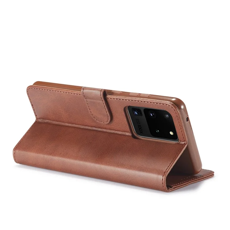 LC.IMEEKE Wallet Leather Stand Case for Samsung Galaxy S20 Ultra - Coffee