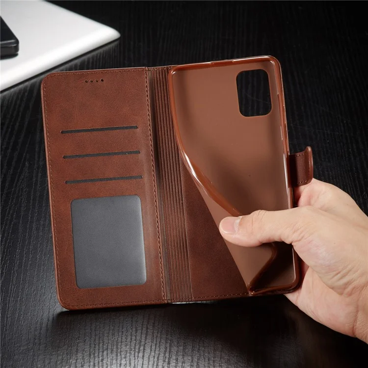 LC.IMEEKE Cartera de Cuero de Pie para Samsung Galaxy A51 con Funda Interna Suave y a Prueba de Golpes de TPU a Prueba de Golpes - Café