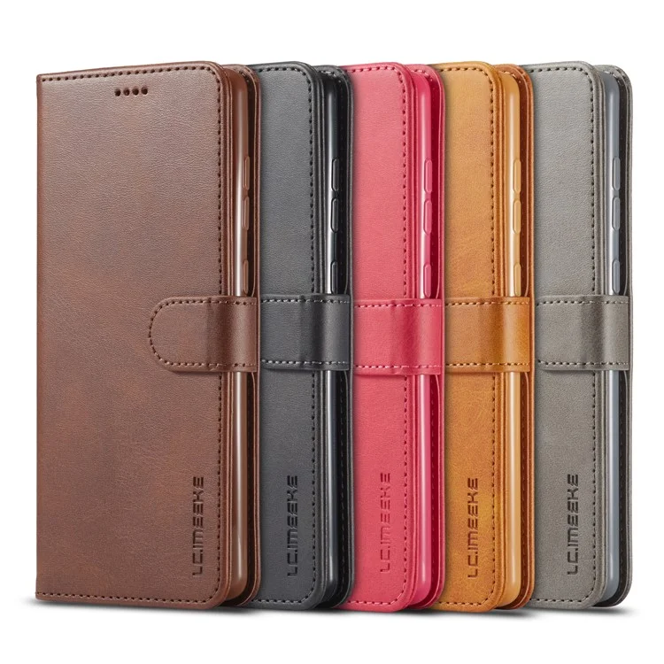 LC.IMEEKE Cartera de Cuero de Pie para Samsung Galaxy A51 con Funda Interna Suave y a Prueba de Golpes de TPU a Prueba de Golpes - Café