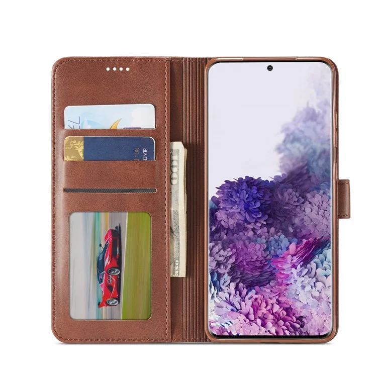 LC.IMEEKE Cartera de Cuero de Pie para Samsung Galaxy A51 con Funda Interna Suave y a Prueba de Golpes de TPU a Prueba de Golpes - Café