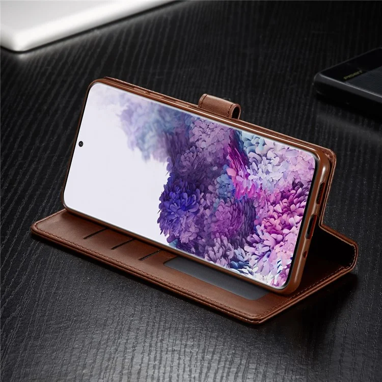 LC.IMEEKE Cartera de Cuero de Pie para Samsung Galaxy A51 con Funda Interna Suave y a Prueba de Golpes de TPU a Prueba de Golpes - Café