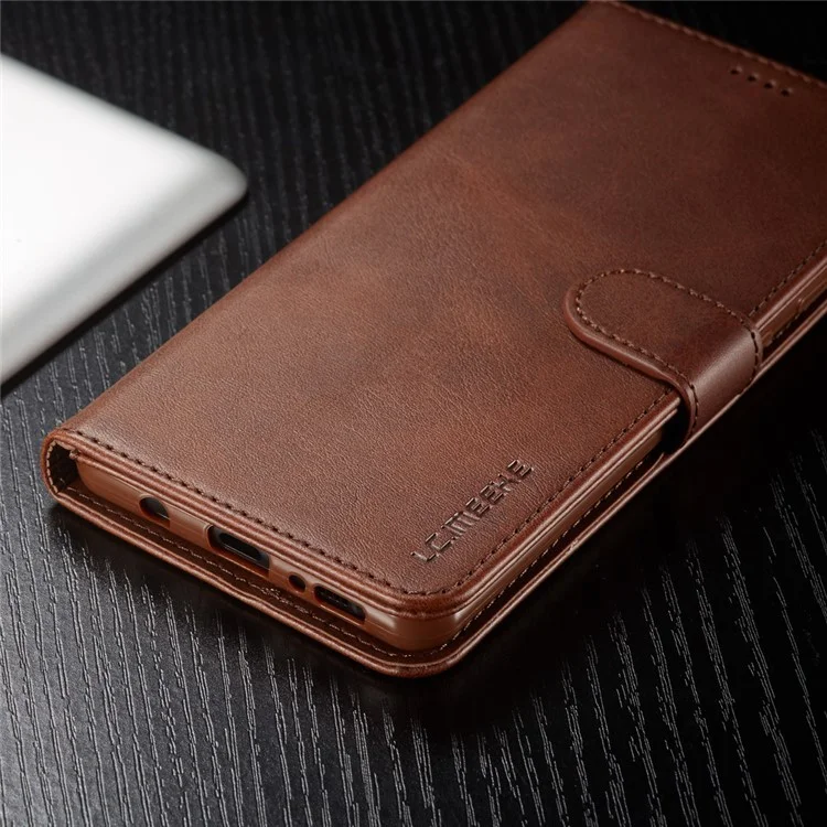 LC.IMEEKE Cartera de Cuero de Pie para Samsung Galaxy A51 con Funda Interna Suave y a Prueba de Golpes de TPU a Prueba de Golpes - Café