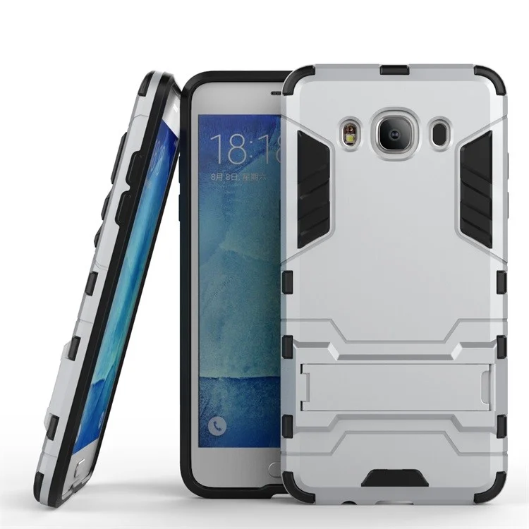 PC TPU Hybrid Cover for Samsung Galaxy J5 (2016) with Kickstand - Silver