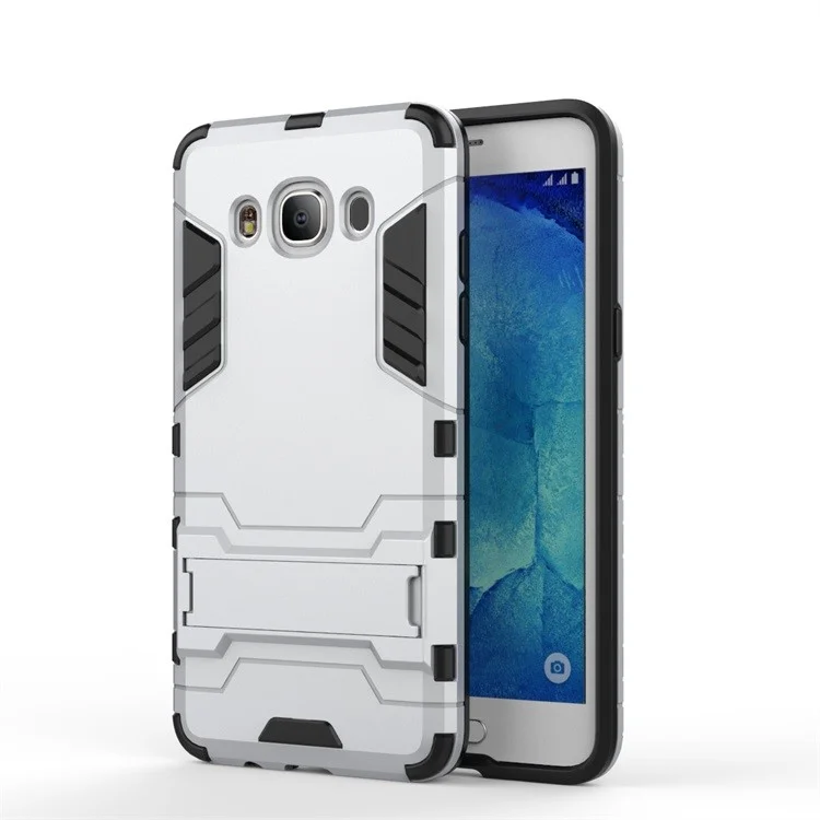 PC TPU Hybrid Cover for Samsung Galaxy J5 (2016) with Kickstand - Silver