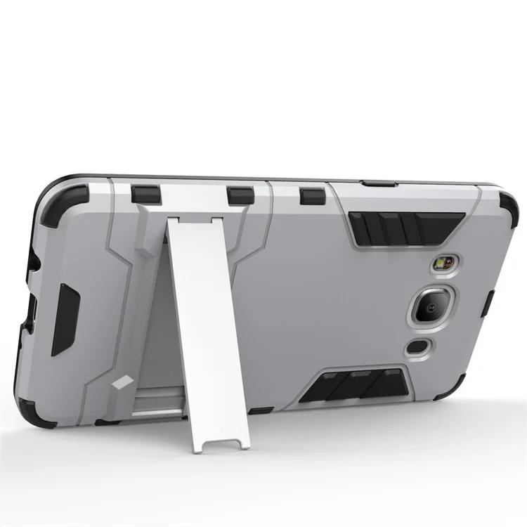 PC TPU Hybrid Cover for Samsung Galaxy J5 (2016) with Kickstand - Silver