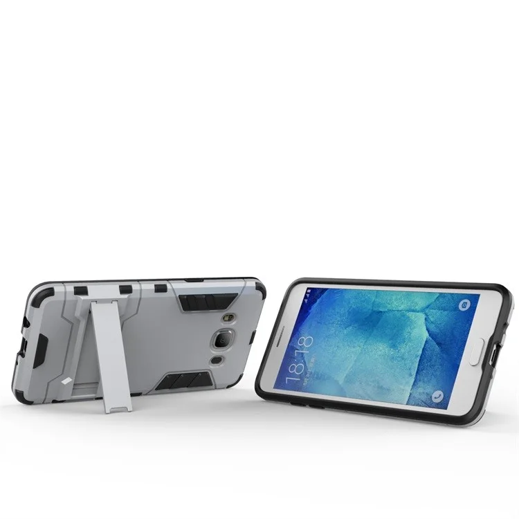 PC TPU Hybrid Cover for Samsung Galaxy J5 (2016) with Kickstand - Silver