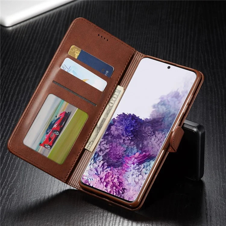 LC.IMEEKE Leather Wallet Case for Samsung Galaxy A71 - Coffee